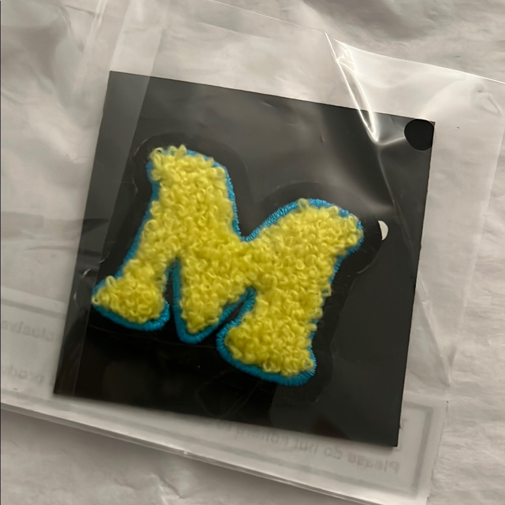 Marc Jacobs discontinued 
Yellow and Blue Chenille Letter M Patch